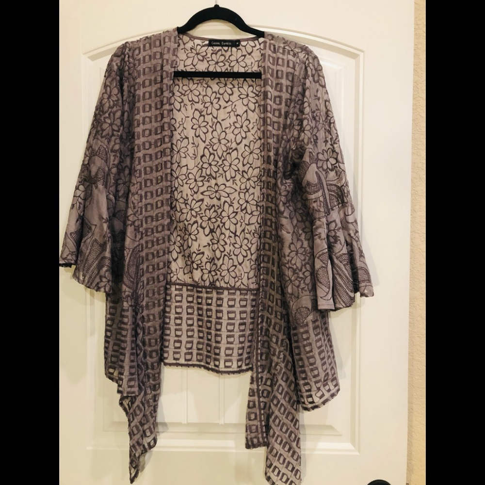 Gray, lace cardigan